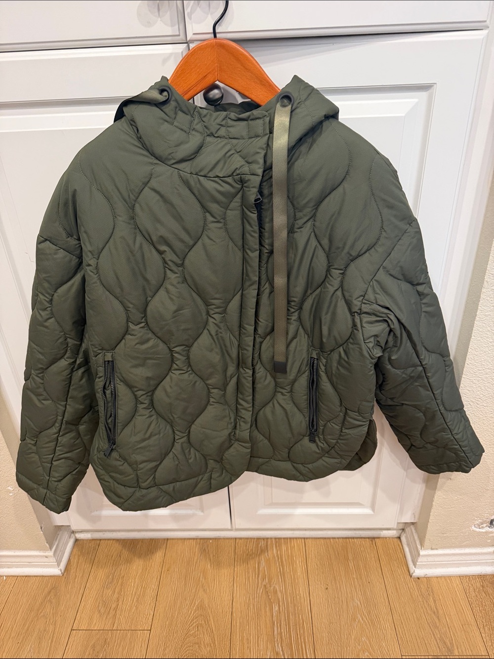Alp N Rock Olive Green Quilted Hooded Jacket